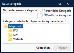 Neue Kategorie anlegen in AMTANGEE