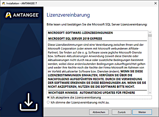 AMTANGEE SQL Server Lizenzvereinbarung