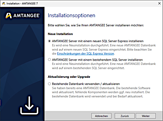 AMTANGEE Installationsoptionen