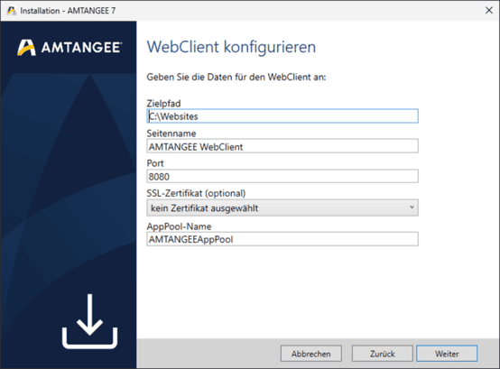 AMTANGEE WebClient konfigurieren