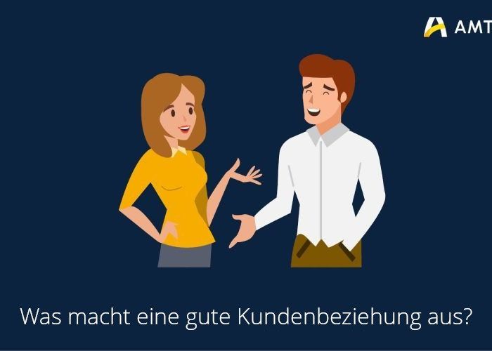 Blog Header: Was macht eine gute Kundenbeziehung aus? Menschen im Gespräch.