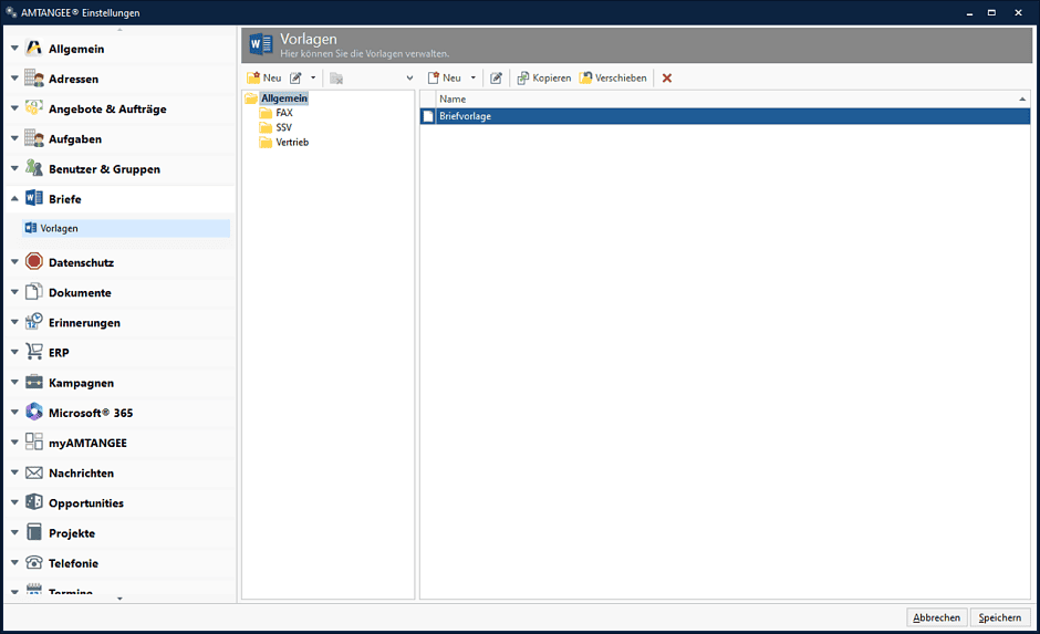 Briefvorlagen erstellen in AMTANGEE